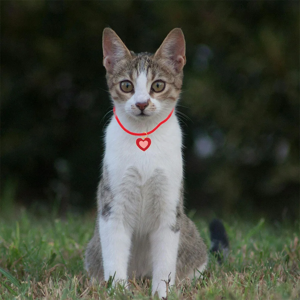 

2Pcs Adjustable Pet Necklace with Lucky Red Rope and Heart Charm for Cats and Dogs Small Pets Small Cat Collar