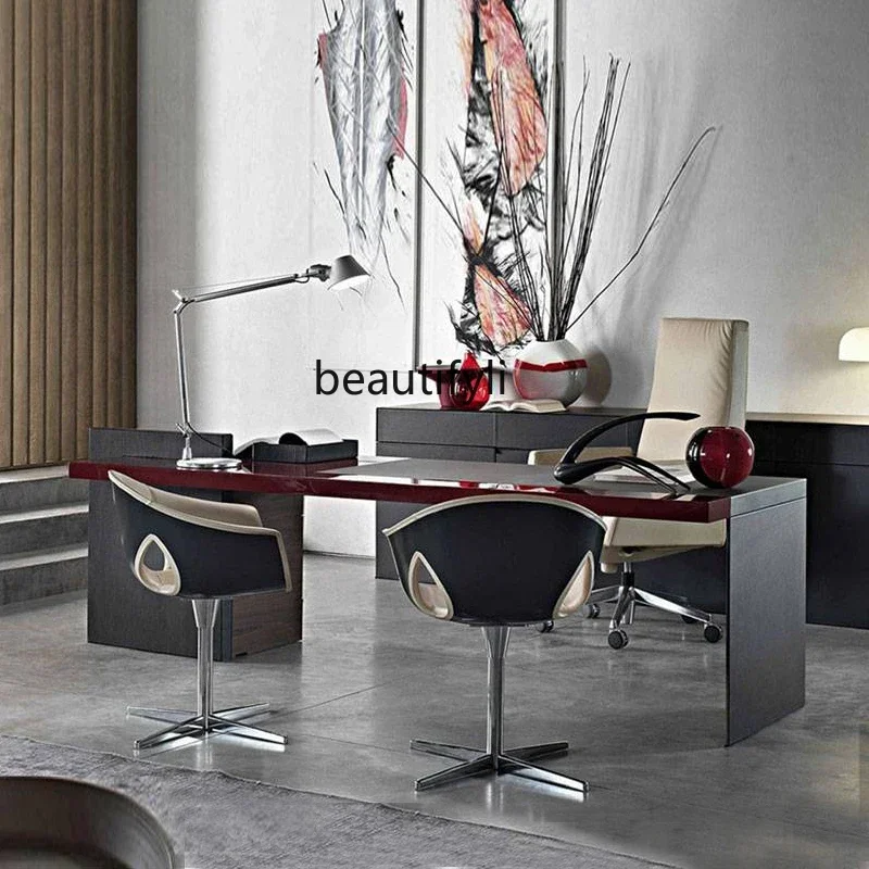 

B02Custom Designer Minimalist Elegant High-End Solid Wood Desk Computer Desk Modern Minimalist Boss Desk High-End