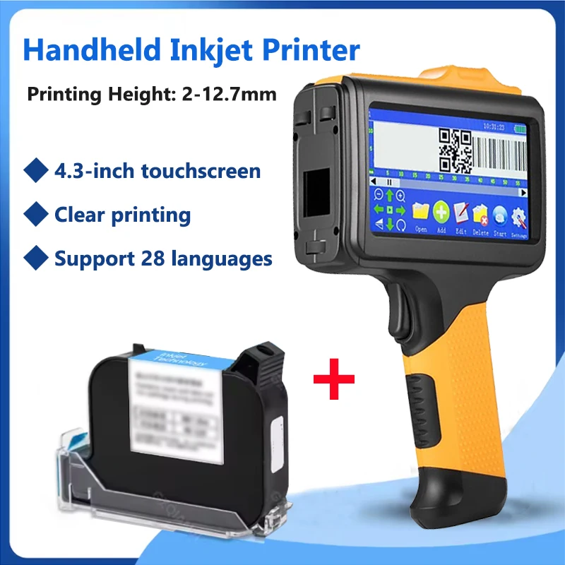 

4.3-inch Touchscreen Handheld Inkjet Printer 12.7mm Portable Printer QR Bar Batch Code Date Number Logo Expiry Date Label