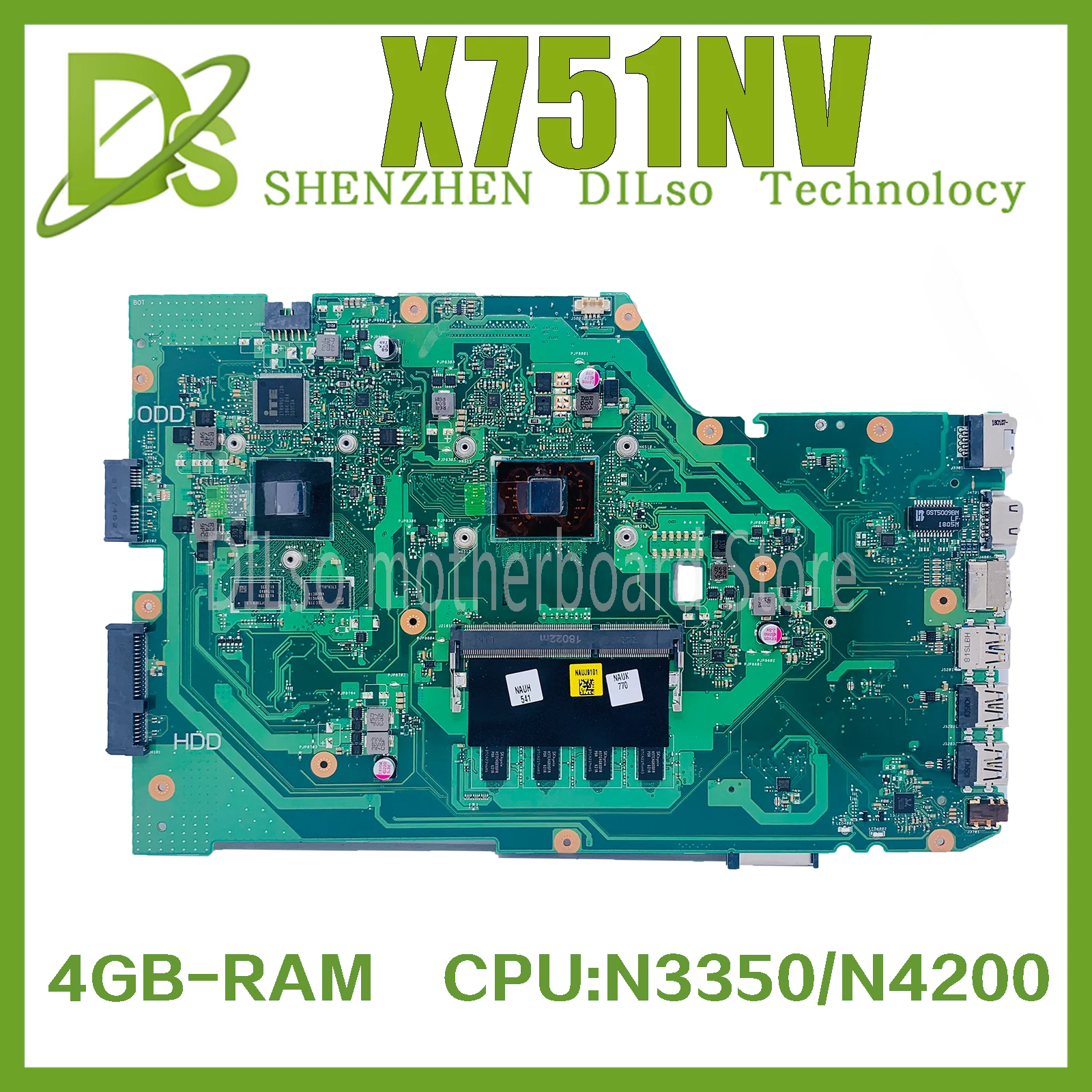 Imagem -01 - Kefu-placa-mãe Portátil para Asus X751nv Mainboard Pentium N4200 N3350 Cpu Gt920mx2gb 4gb-ram 100 Testado ok