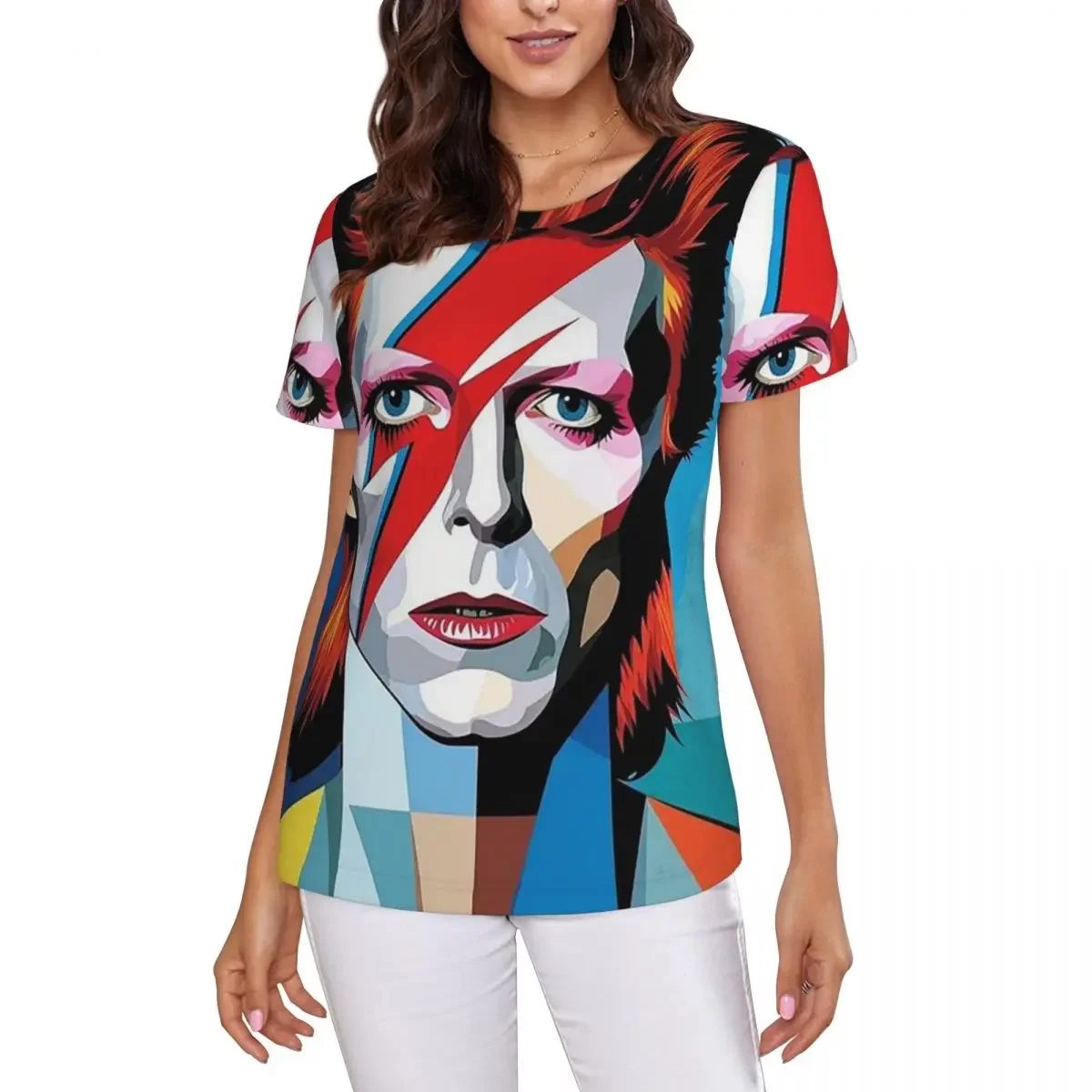 Davids Bowied T-Shirt Women Short Sleeve T Shirts Crew Neck Clothes Cotton Summer Tees Streetwear