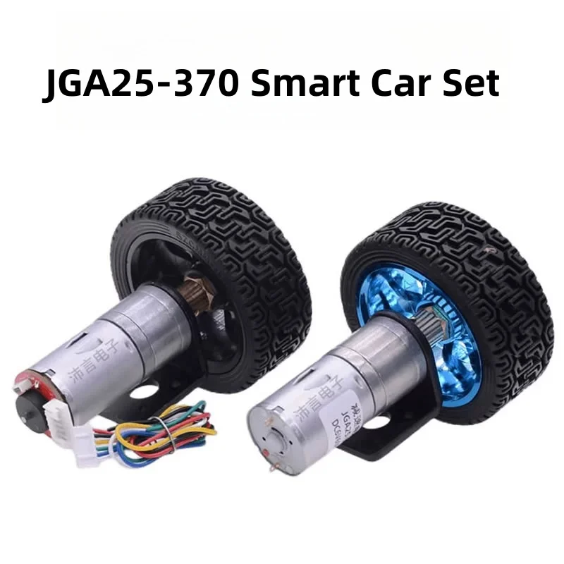 6V12V24V JGA25-370 Smart/Intelligent Car Chassis Kit/Set DC Motor+65x26mm Tyre+Bracket+Encoder+Coupling+Screw Wrench Robot Model