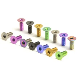 5pcs/LOT Purple Green Golden M3 x 4 5 6 8 10 12 14 15 16 18 20 mm TC4 GR5 Titanium Alloy Screws Flat Countersunk Head Hex Scoket