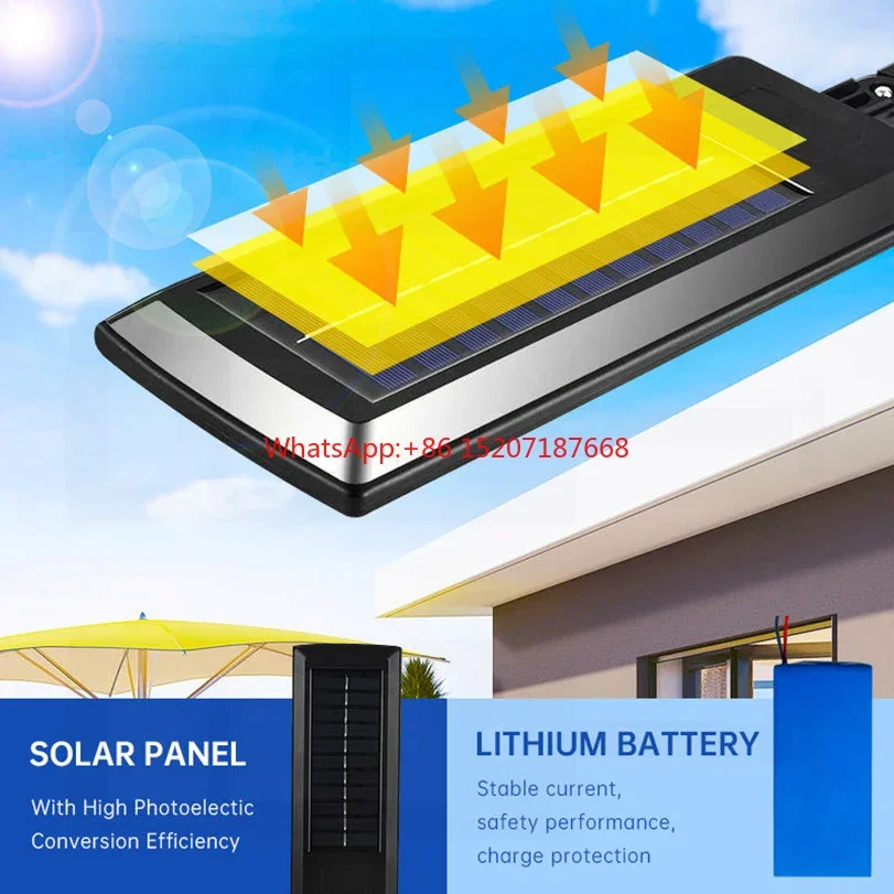 10000LM Solar Led Lamp Outdoor Most Powerful Outdor Solar Lamp 144 LED 3Mode Remote Control Waterproof Light Garden Street Light