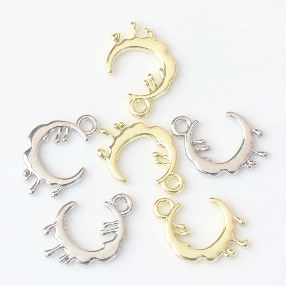 10 Pieces/Bag Simplicity Alloy Lrregular Moon Pendant DIY Bracelet Necklace Accessories