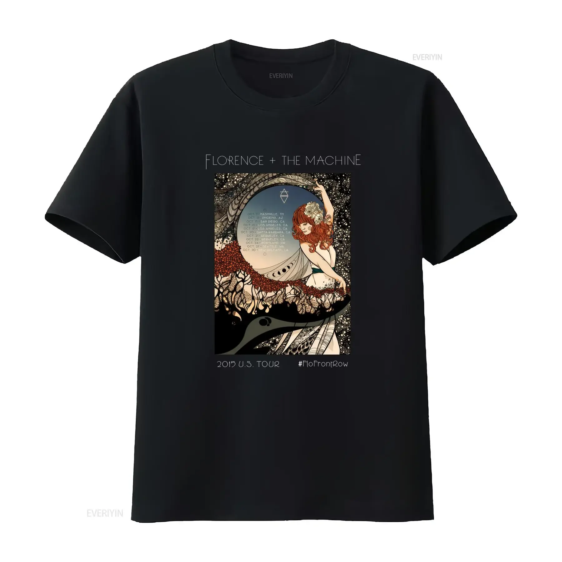 Florence And The Machine Tour 2015 T Shirt Classic Cotton Black S 5XL Rare Design TT282 vintage Washed Slightly Casual