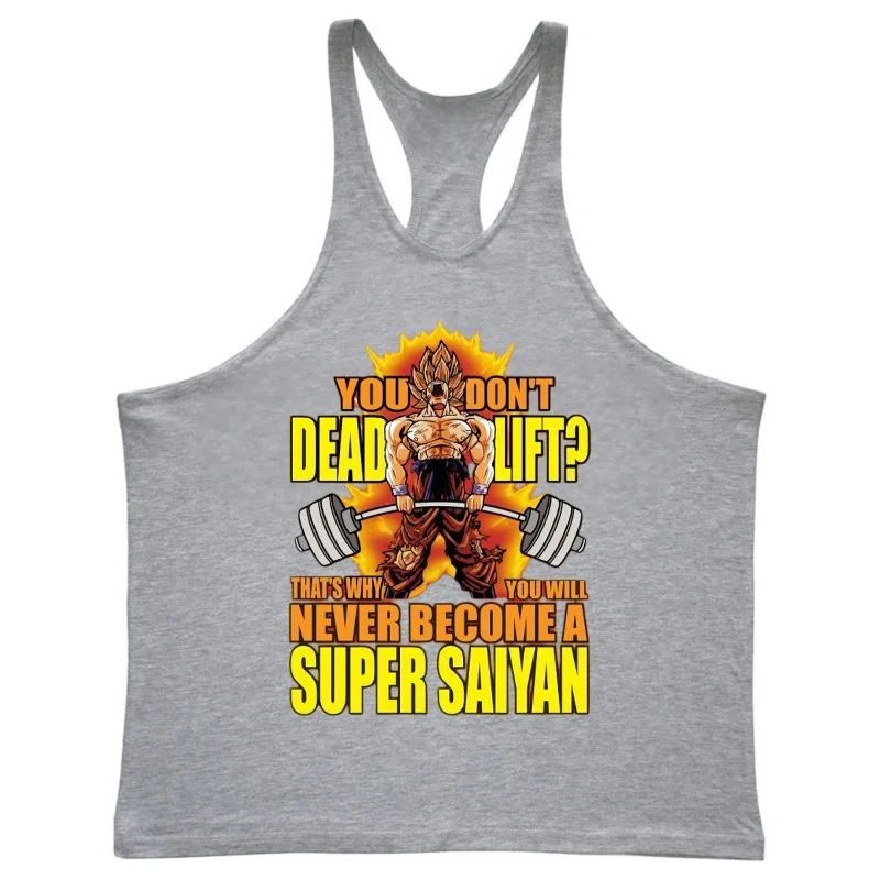 メンズジム I 字型ベスト日本アニメドラゴンボールタンクトップ夏純粋な綿通気性バスケットボールジャージ原宿 Y2k トップス