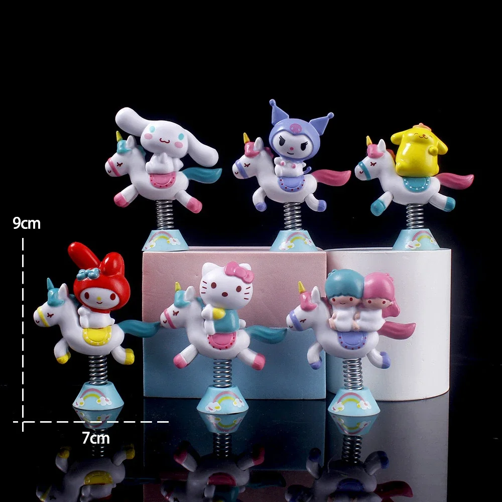

6 шт. Sanrio Единорог Аниме фигурки Kuromi Hello Kitty DIY торт декоративное украшение для дома искусственное украшение Рождественские подарки