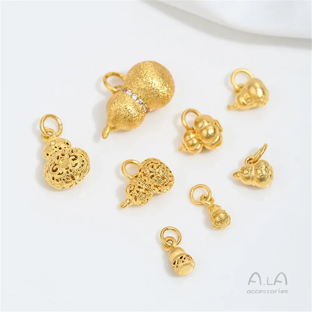 Vietnamese Sand Gold with Diamonds Rotatable Gourd Pendant Necklace Pendant Ancient Gold Jewelry Accessories