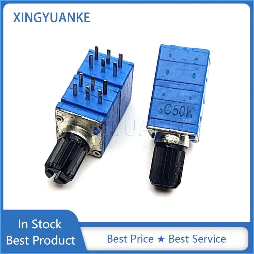 2PCS RK097G 4 Link Precision Potentiometer C50K C503 Power Amplifier Audio Volume Adjustment C50K*4 12-Pin Handle Length 10MM