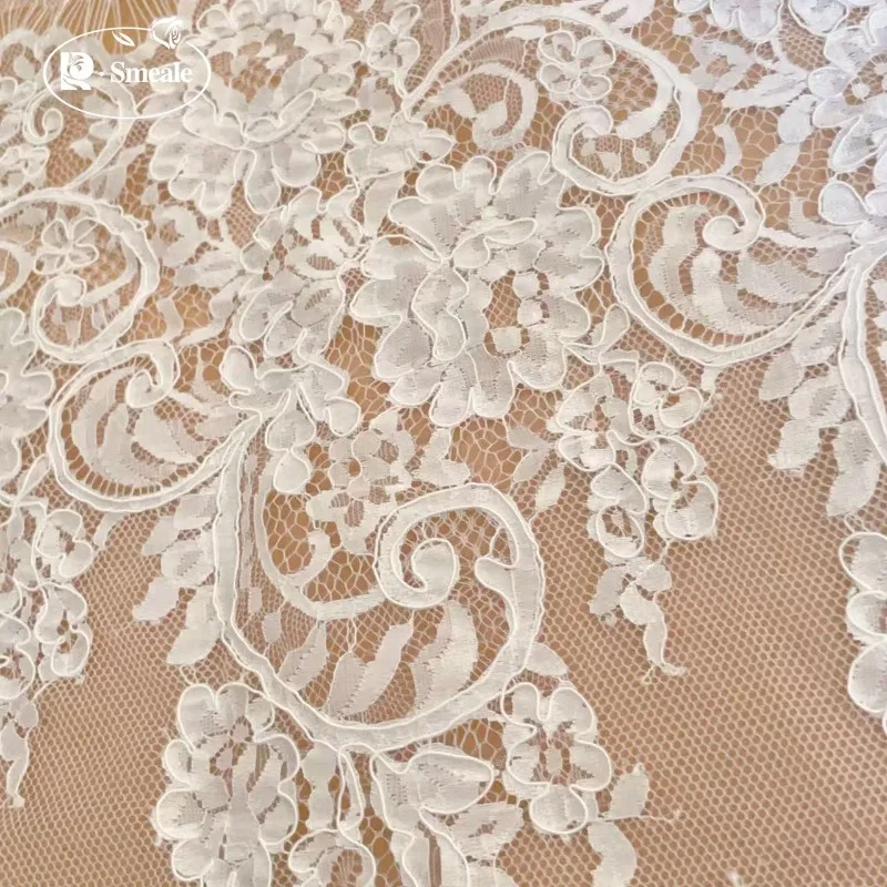 300 cm x 61 cm. Kordelstickerei-Wimpernspitzenbesatz. Großer Blumenspitzenstoff. Couture Braut Hochzeit DIY Nähzubehör – Detail 3