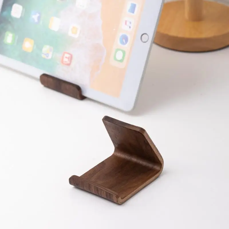 の＃ Creative Home Office Desktop Decor Walnut Wood Phone Holder Stand Multifunctional Wood Front Desk Business Card Display Rack view 5