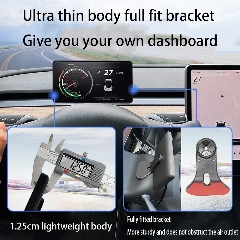 Cruscotto dello schermo IPS HD da 5 pollici per Tesla Model3/Y Multi-funzione Heads Up Display cruscotto HUD Power Speed accessori Auto