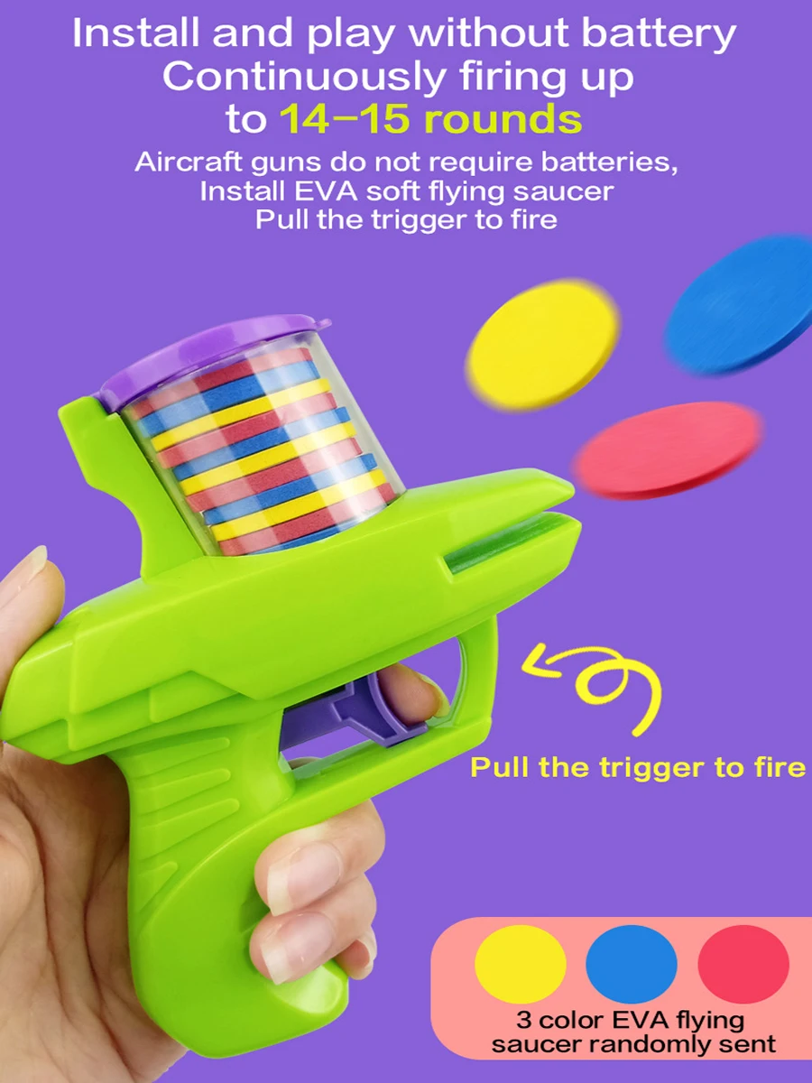 Crianças discos voadores lançador brinquedos eva bala macia arma de brinquedo mini cenoura disco voador tiro arma crianças esporte ao ar livre brinquedos