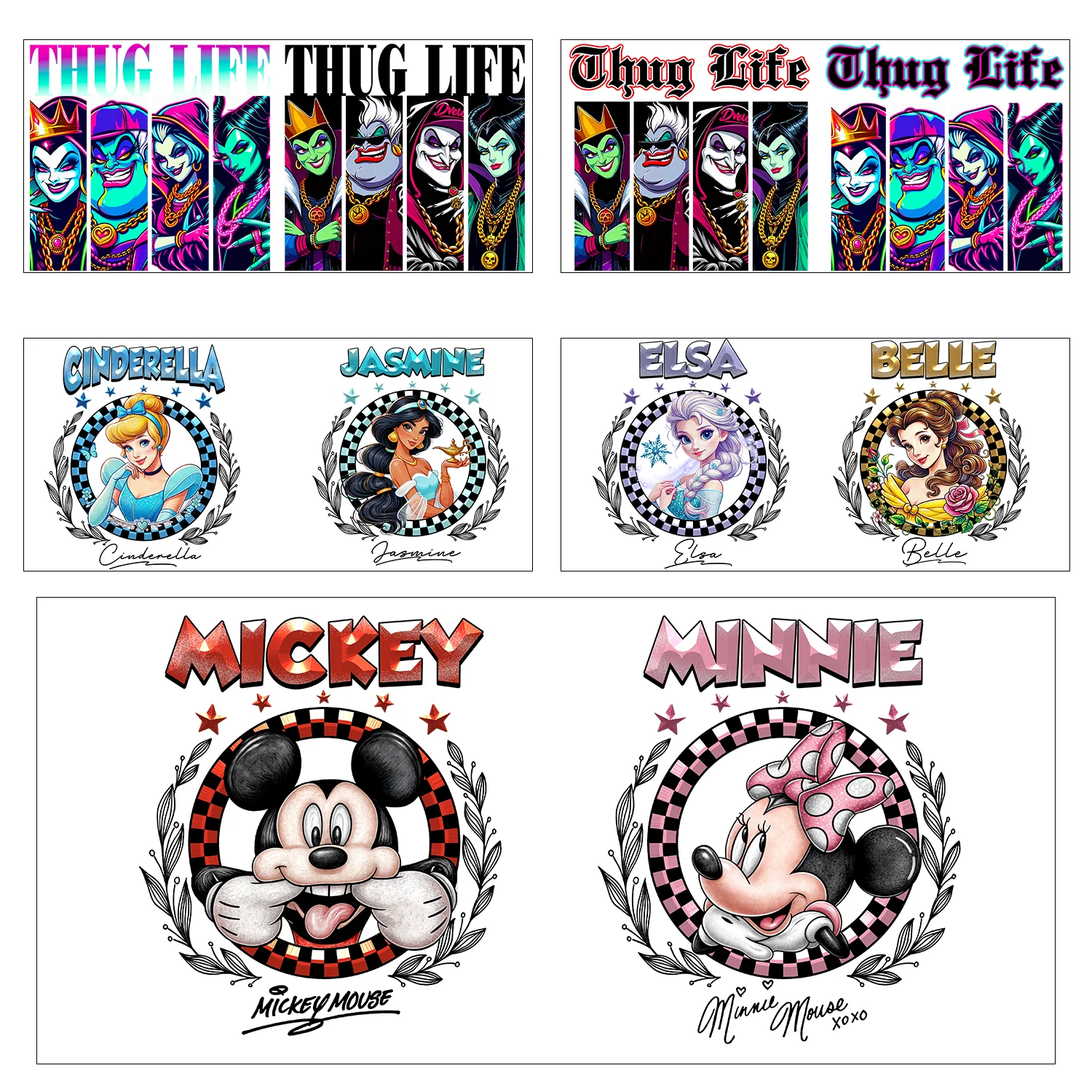 

Cute Mickey Minnie Hero Easy peel waterproof DIY Decals 3D transfers uvdtf stickers 16oz uv dtf tumbler cup wraps sticker