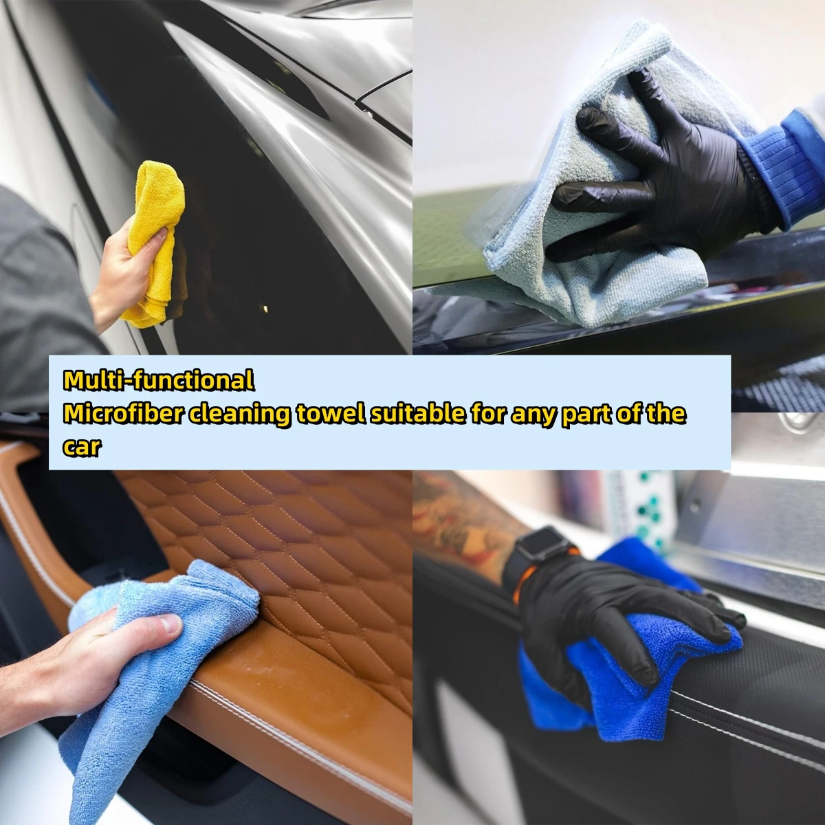 10PCS edgeless Microfiber Auto Cleaning Towels Multifunctional Car Detailing Towel Automotive Washing dry Cloth