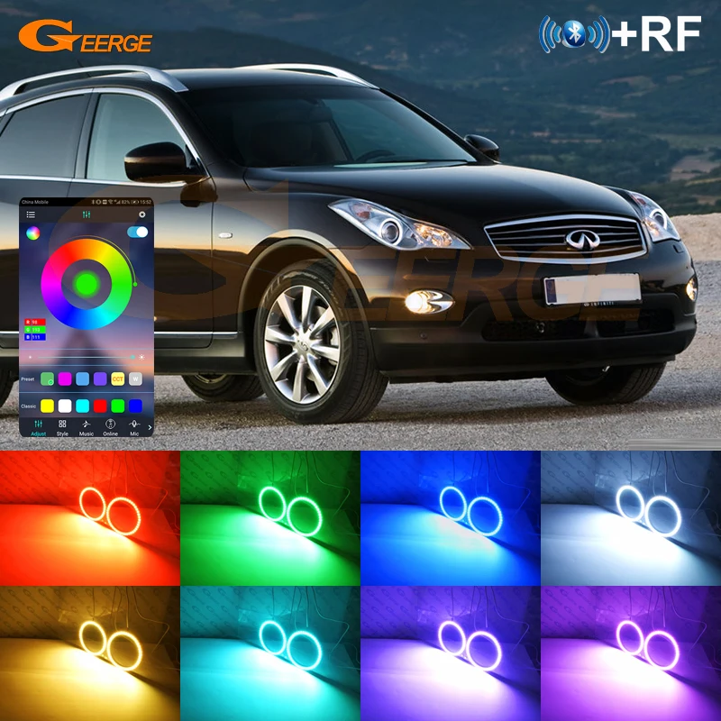 

For INFINITI EX EX25 EX35 EX37 QX50 J50 2008 2009 2010 2011 - 2017 Ultra Bright Multi Color RGB LED Angel Eyes Kit Halo Rings