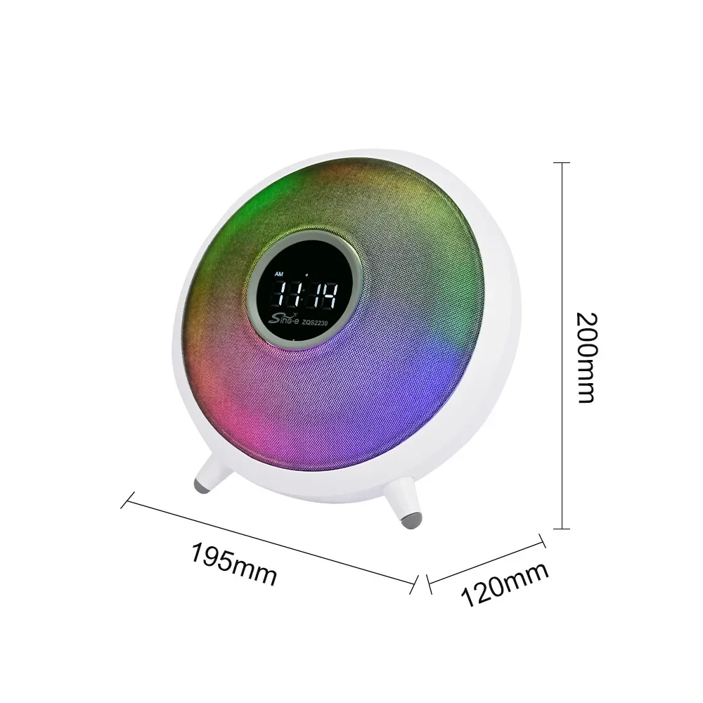 Alto-falante sem fio bluetooth criativo subwoofer exibição de tempo soundbox com despertador função luz mini desktop centro música fm