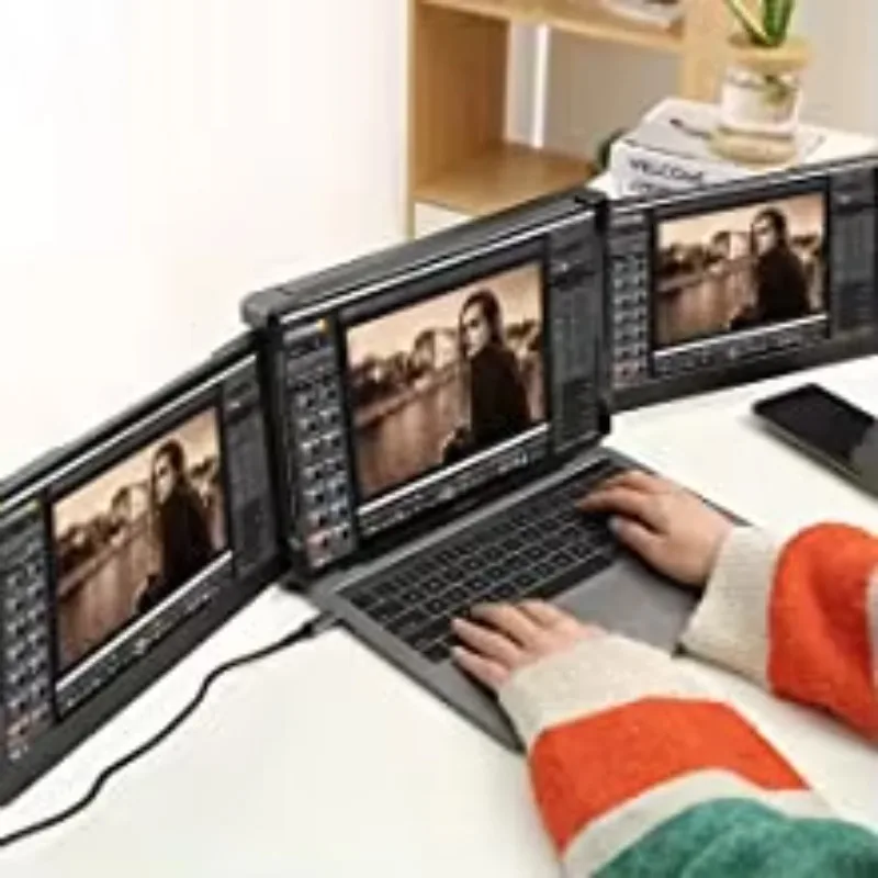 موسع شاشة الكمبيوتر المحمول بشاشة ثلاثية H2 ممتازة، شاشة Windows mac مقاس 12 بوصة IPS ثلاثية محمولة لموسع شاشة الكمبيوتر المحمول