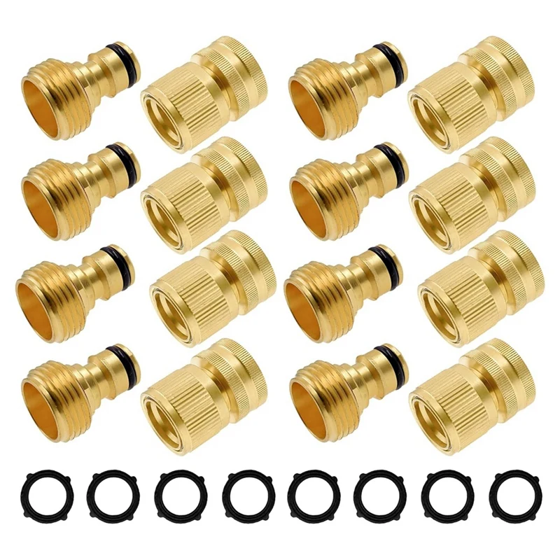 

Garden Hose Quick Connector, Yellow Solid Brass 3/4 Inch GHT Thread Garden Quick Connect Kit