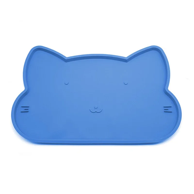 Silicone Pet Placemat Waterproof Non-slip Feeding Mat Raised Edge Food Mat Cat Dog Bowl Mat Cat Food Mat