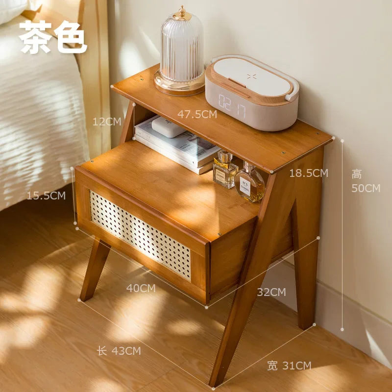 Bamboo Bedside Table with Drawer Dresser for Bedroom, Bedside Furniture, Bedside Table for Bedroom, Living Room, Dormitory