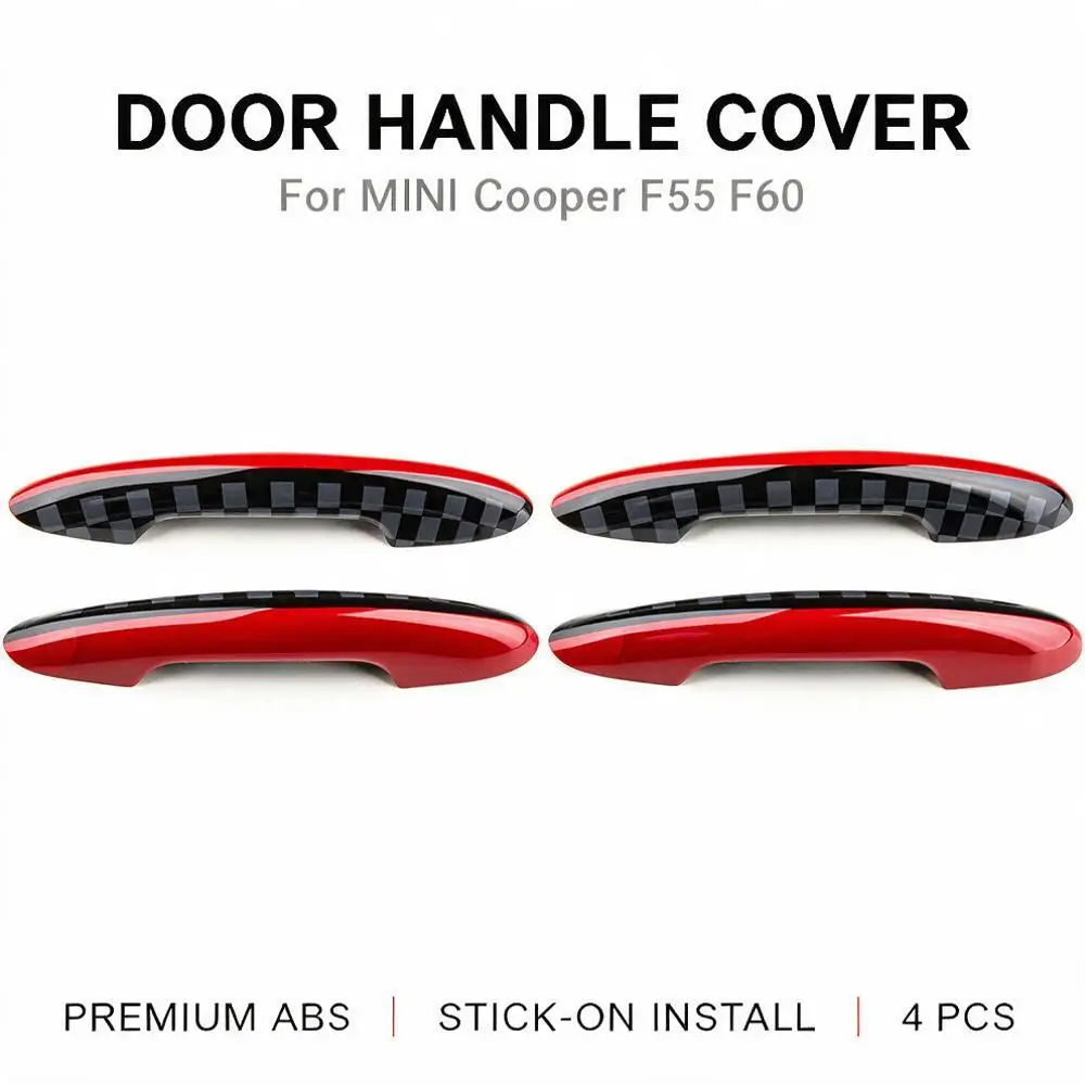 For MINI Cooper F54 Clubman 2014-2023 PC Door Handle Cover Sticker 6 pcs Set Stick-on Boot Door Trim Union Jack Checkered