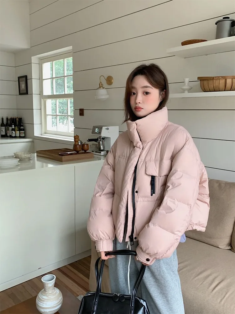 2025年秋冬新作 レディース ショート丈 ダウンジャケット ジップアップ スタンドカラー 厚手 ソフト ふわふわ ゆったり 多機能 ブレッドコート