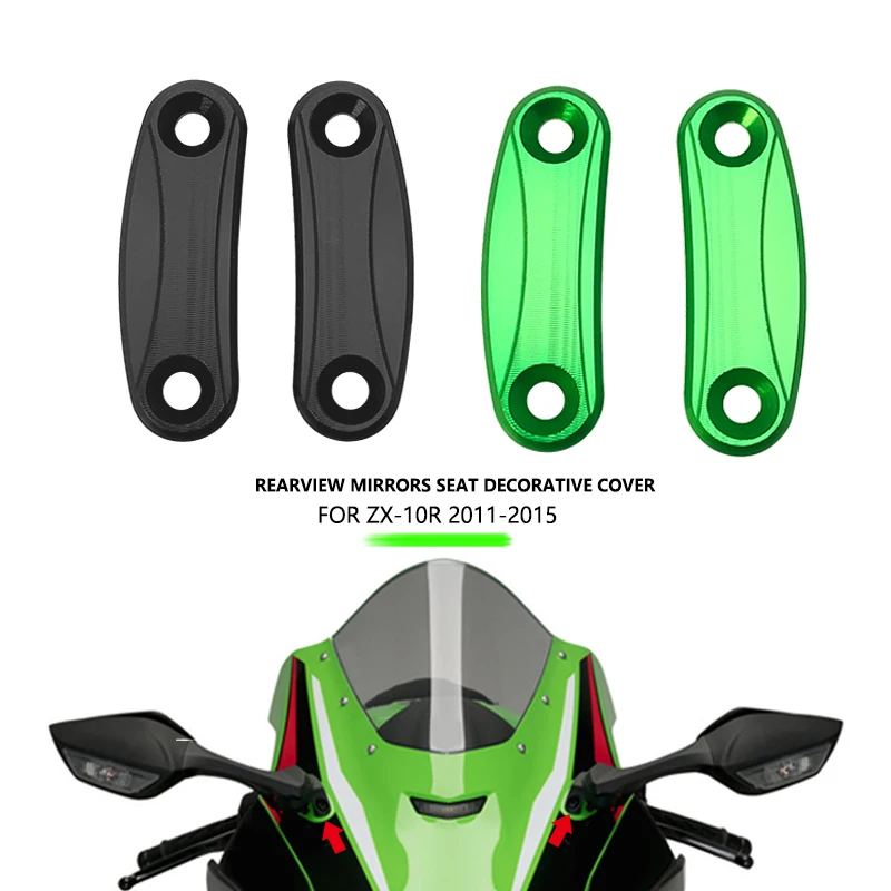 

ZX10R Mirror Mounts Decorative Cover Rearview Mirror Block Off Base Plates Caps Fit For Kawasaki ZX-10R 2011 2012 2013 2014 2015