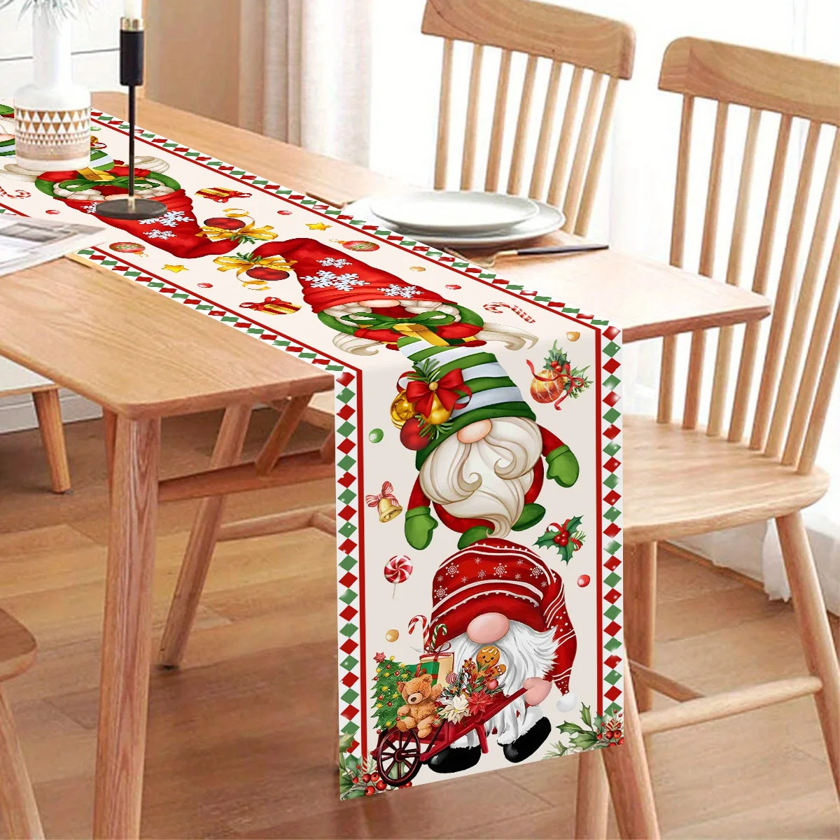 Christmas Table Runner Faceless Gnome Table Flag Christmas Decorations For Home 2024 Xmas Navidad Noel Gifts New Year Tablecloth