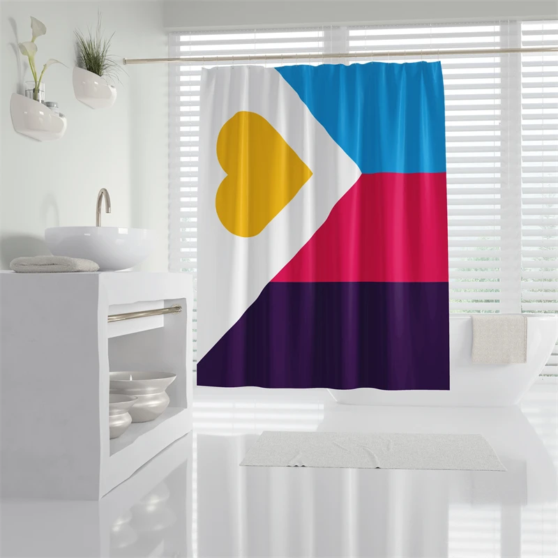 

Gaslight Gatekeep Girlboss трехцветный полиамирийный флаг гордости, набор занавесок для душа с люверсами и крючками для декора ванной комнаты
