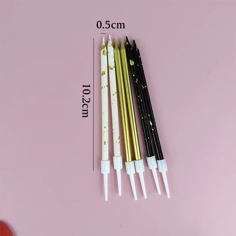 6PCS Art Wave Pencil Happy Birthday Candle Cake Decoration Set Long Straight Pole Colorful Creative Party Supplies Tools Years