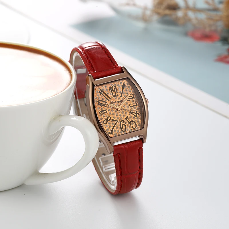 Foreign trade classic tan ancient servant point diamond digital lady quartz belt watch wholesale spot12