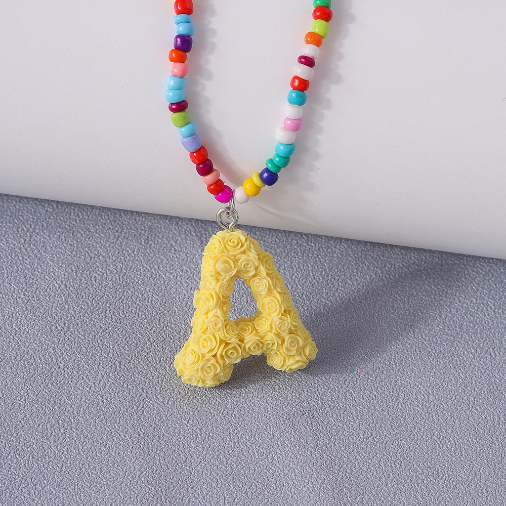 Aihua Niedliche Boho-Halskette mit Namen und Initialen, 26 Buchstaben, für Frauen, BFF, beste Freunde, Kinder, Rose, A-Z Alphabet-Halsketten, Geburtstagsgeschenke – Detail 5