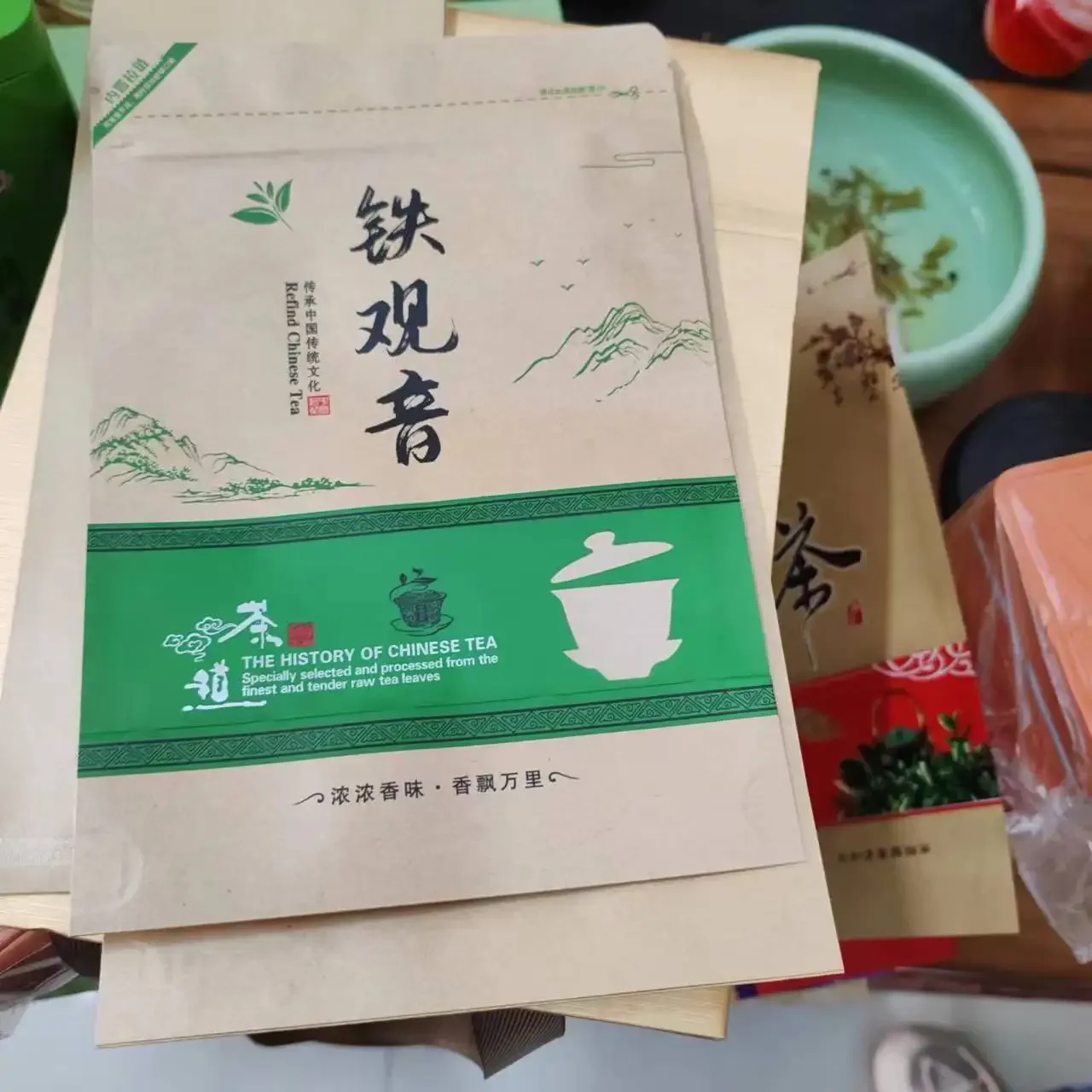 Chinese Eco-friendly Kraft Paper Tea Bag 250g/500g Premium AAAAA TieGuanYin  Jasmine Tea Bag Quality Tea Bag Recyclable