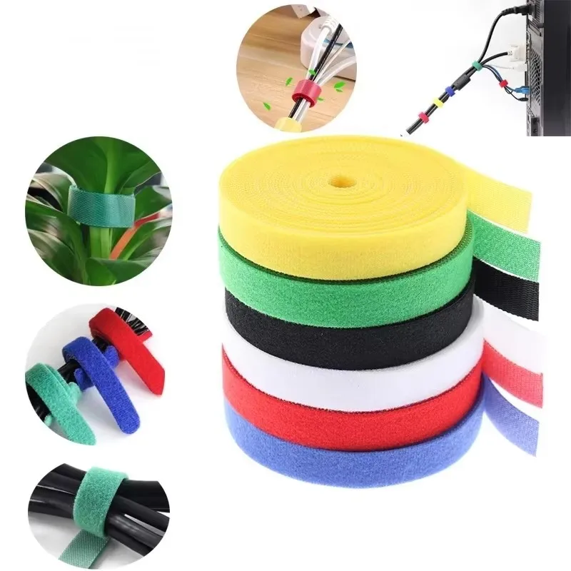 5 Meter/1/2Roll Nylon Cable Ties Power Wire Loop Tape Multifunction Nylon Straps Fastener Reusable