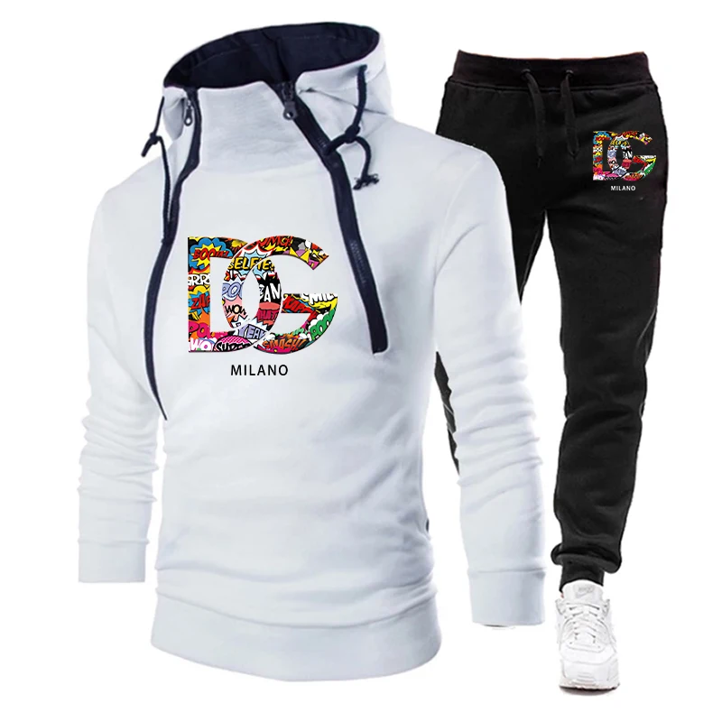 Ensemble de sweats à capuche et pantalons de survêtement pour hommes, sweat-shirt zippé décontracté, jogging, design masculin, survêtement de rue,