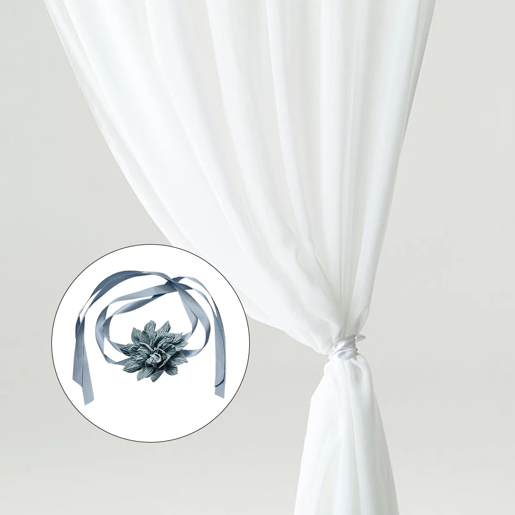 

2 Pcs Artificial Flower Curtain Tieback Decorative Rope Home Curtains No Drilling Strong Holding Pleated Style