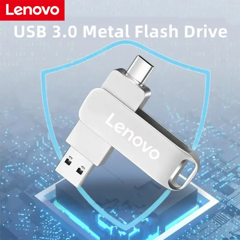 Lenovo 64Tb Usb 3.0 Flash Drive U Schijf Type-C Interface Hoge Snelheid 1Tb Grote Capaciteit 512Gb 256Gb Metalen Pendrive Memoria Stick