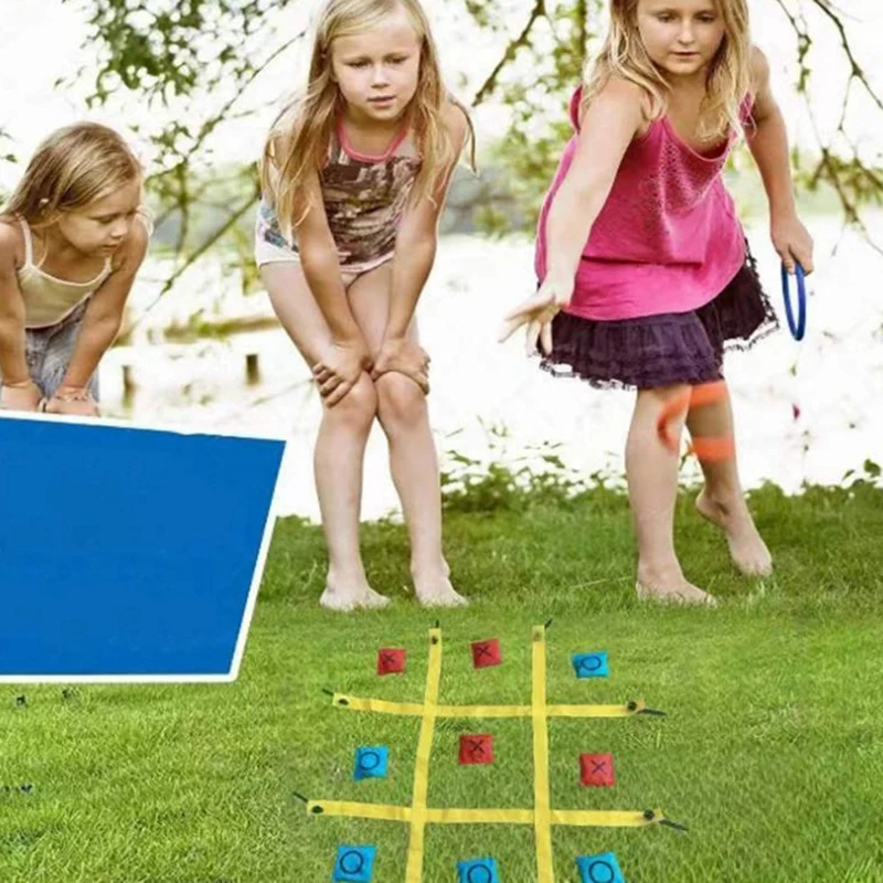 Tic Tac Toe Game Set Toss Outdoor Tic Tac Toe Fabric With Stake Boys Girls Adults Family