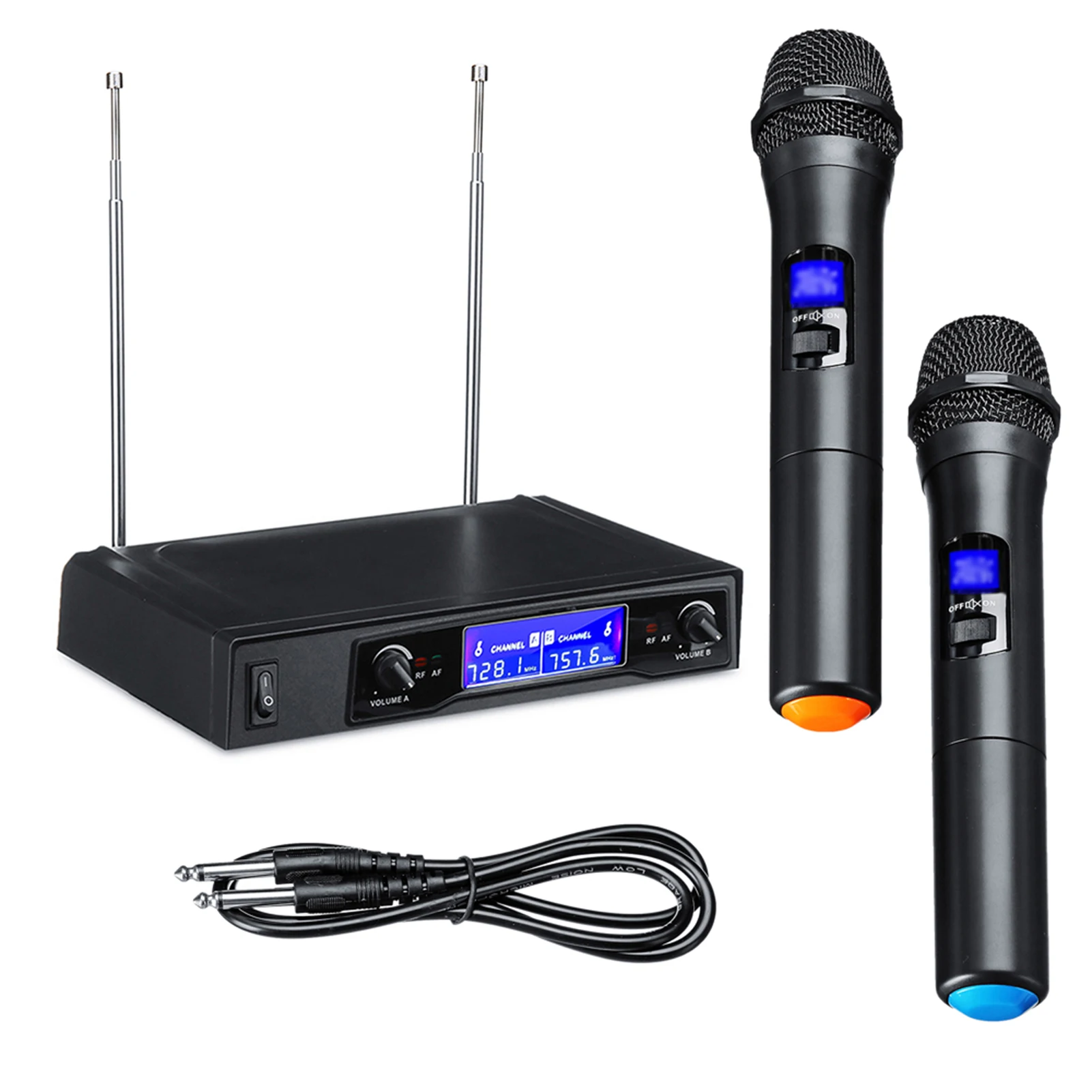 

Karaoke Microphones UHF Professional 2 CH Cordless Dual Handheld Microphone Digital LCD Display Mic System Set for Party Wedding