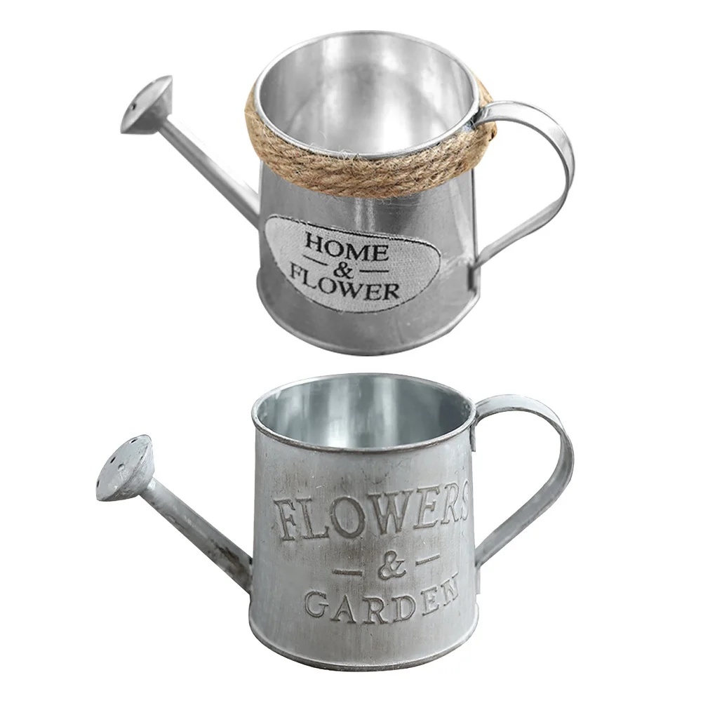 

2pcs Iron Watering Can Flower Arranging Container Vintage Metal Vase For Home Garden Decor Desk Decoration Rustic Farmhouse