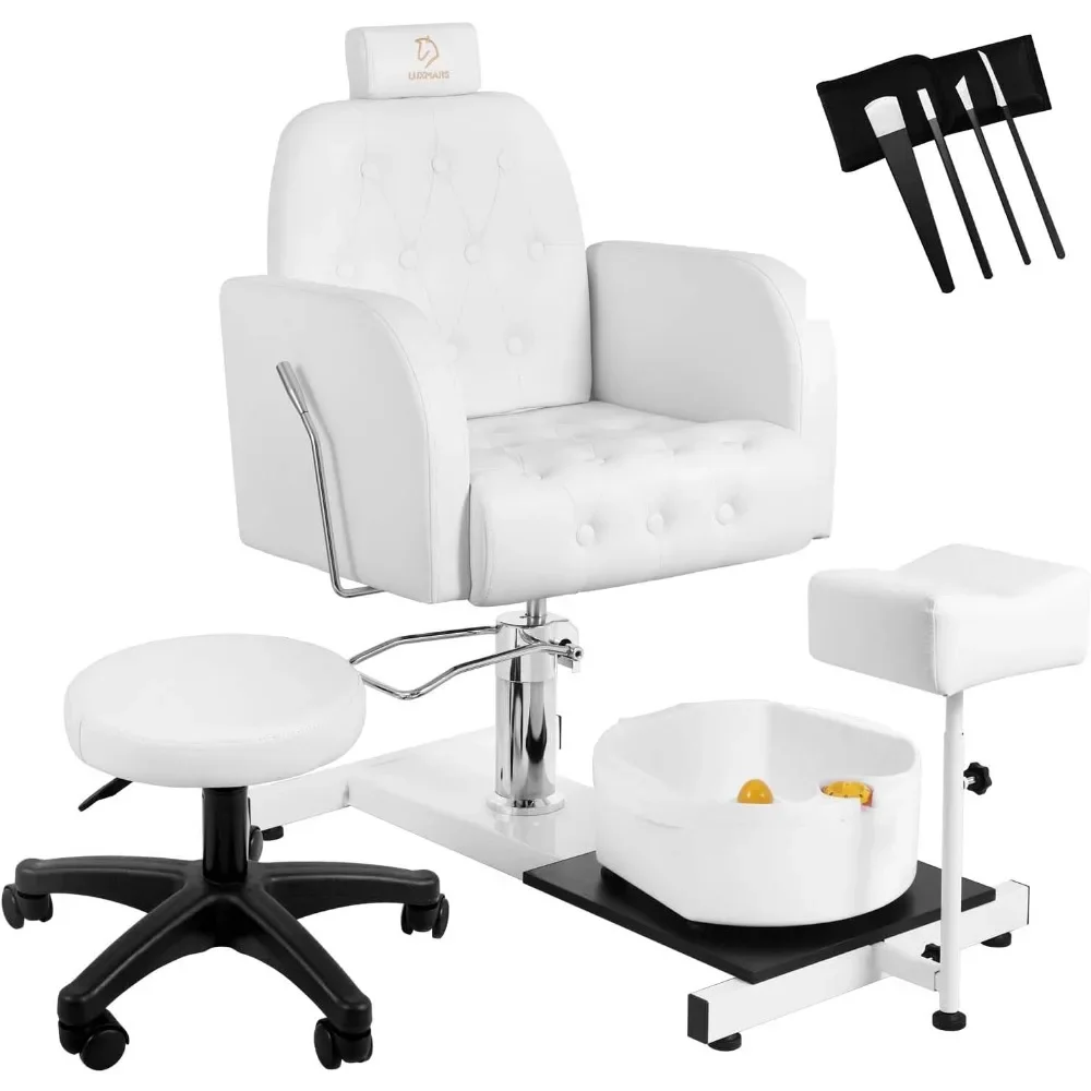 Pedicure Chair.Reclining Pedicure Chair Station For Stool, 360° Rotation Hydraulic Adjustable Pedicure Chair No Plumbing