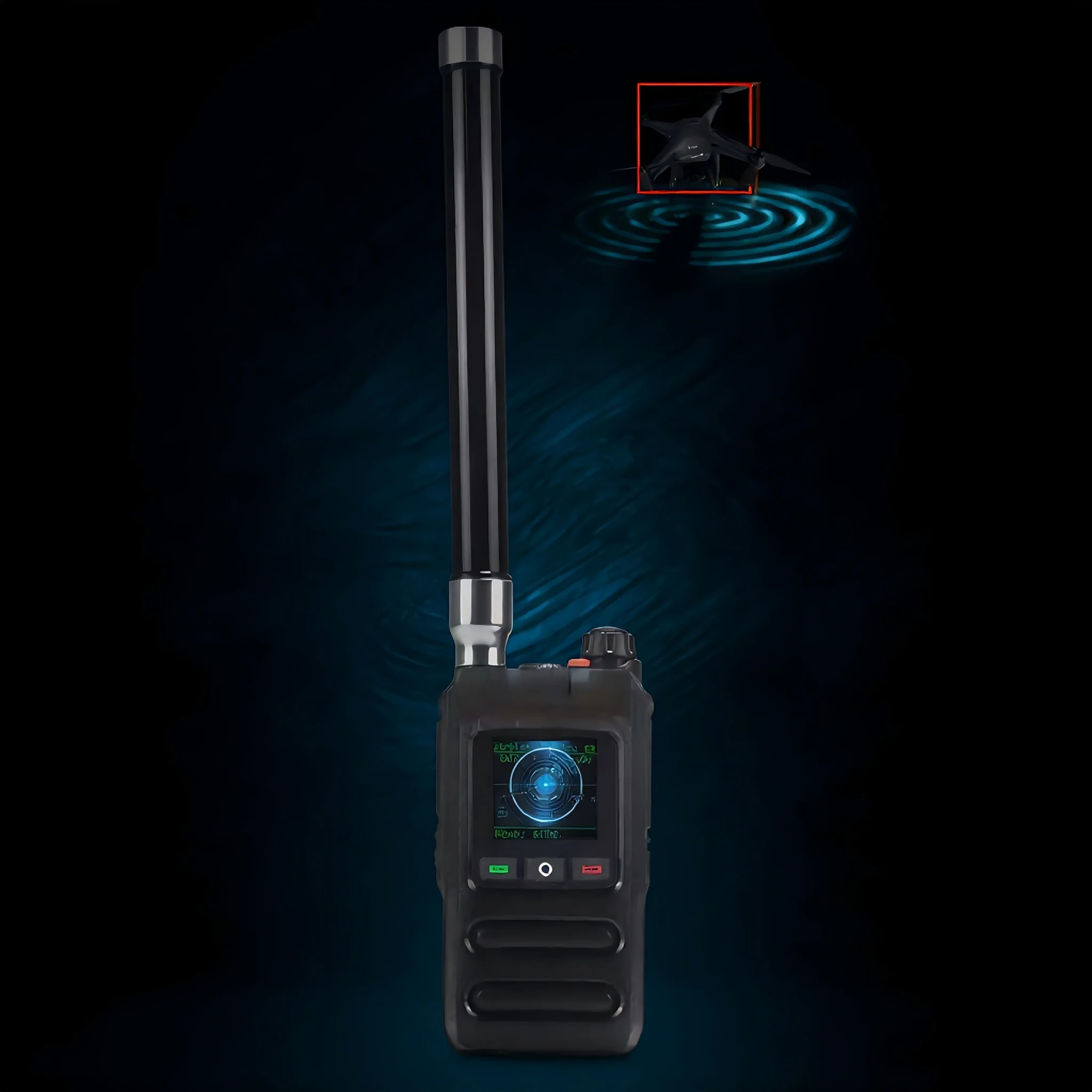 1-2KM Handheld Drone Detector Modle 30MHz-6.4GHz Ultra wide range built-in 6000mah battery 360 Degrees Drone Signal Detector