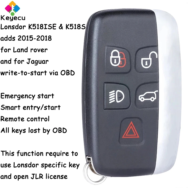 

KEYECU Lonsdor Specific Smart Remote Car Key Fob 315MHz 433MHz for Land Rover LR2 LR4 Range Rover Evoque Sport for Jaguar 2015+