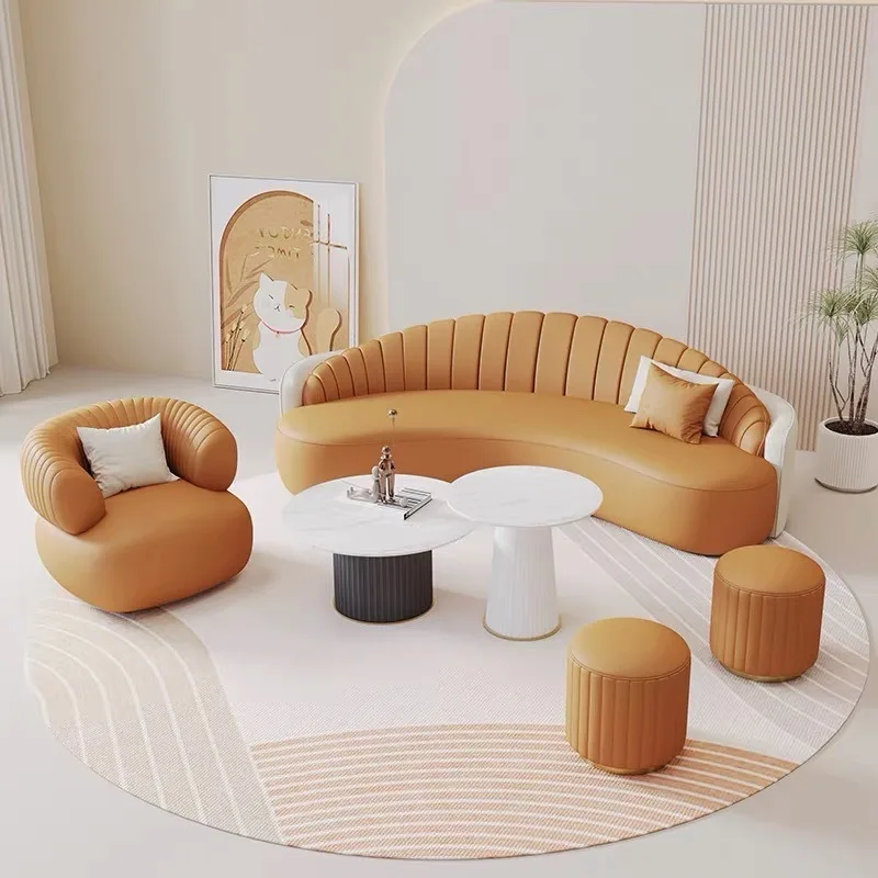 Light luxury beauty salon sofa curved hotel lobby lobby sofa combination office rest area reception sofa