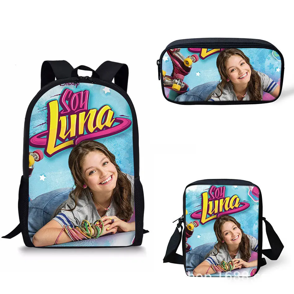 

Fashion Hip Hop Pretty Soy Luna 3D Print 3pcs/Set pupil School Bags Laptop Daypack Backpack Inclined shoulder bag Pencil Case