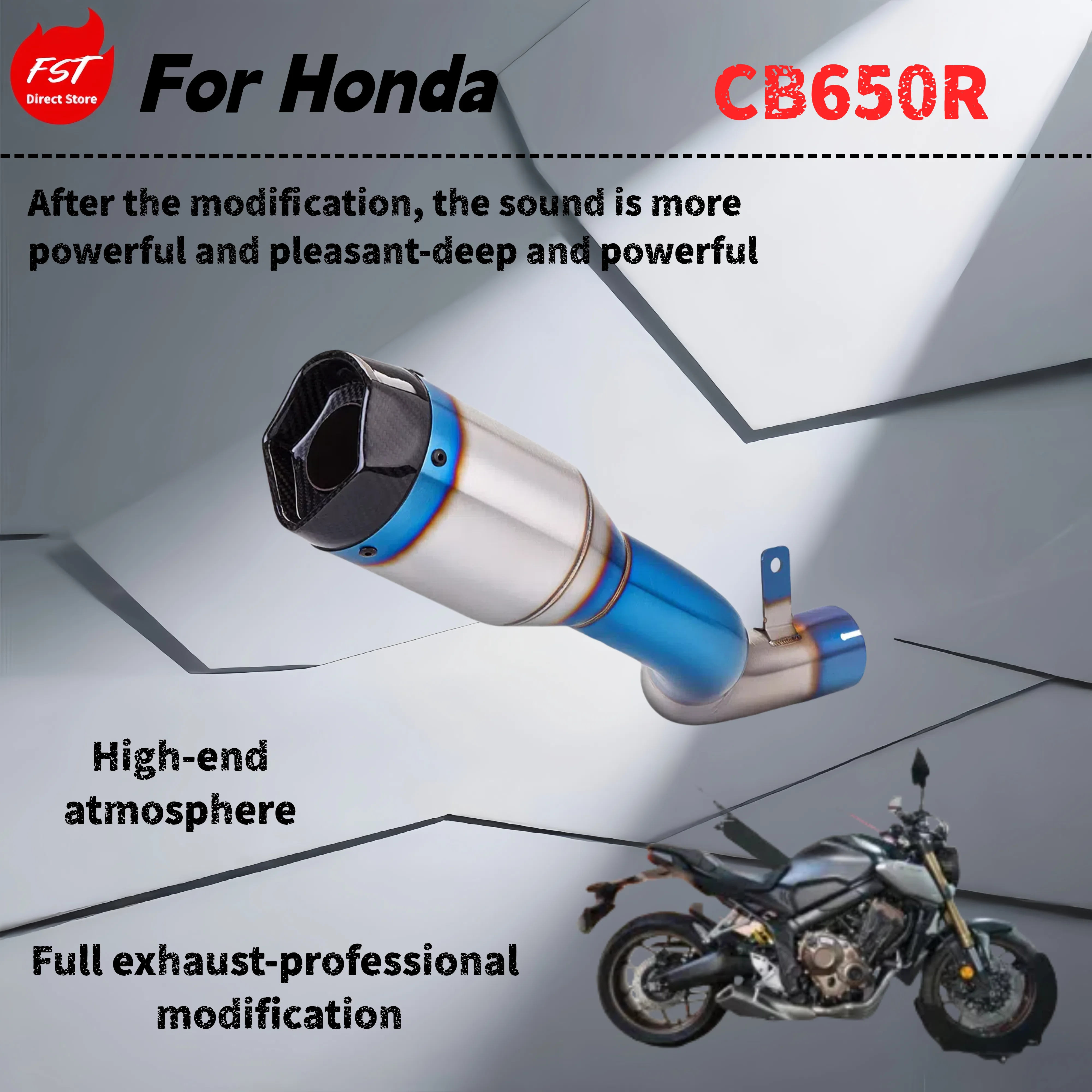 

For Honda CB650R-Modified mid-tail exhaust pipe-the sound is deep, rich and powerful