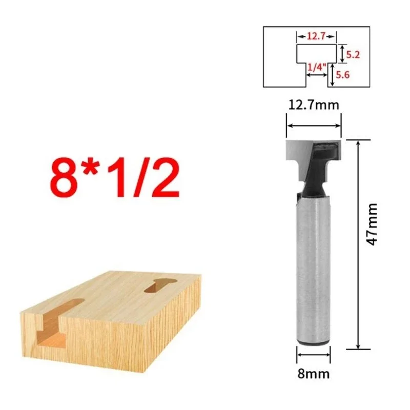 8mm Shank T-Slot Frez do dziurkowania od klucza Frez do drewna Frez z węglików spiekanych do drewna Śruba sześciokątna T-Track Frez do rowków 3szt.