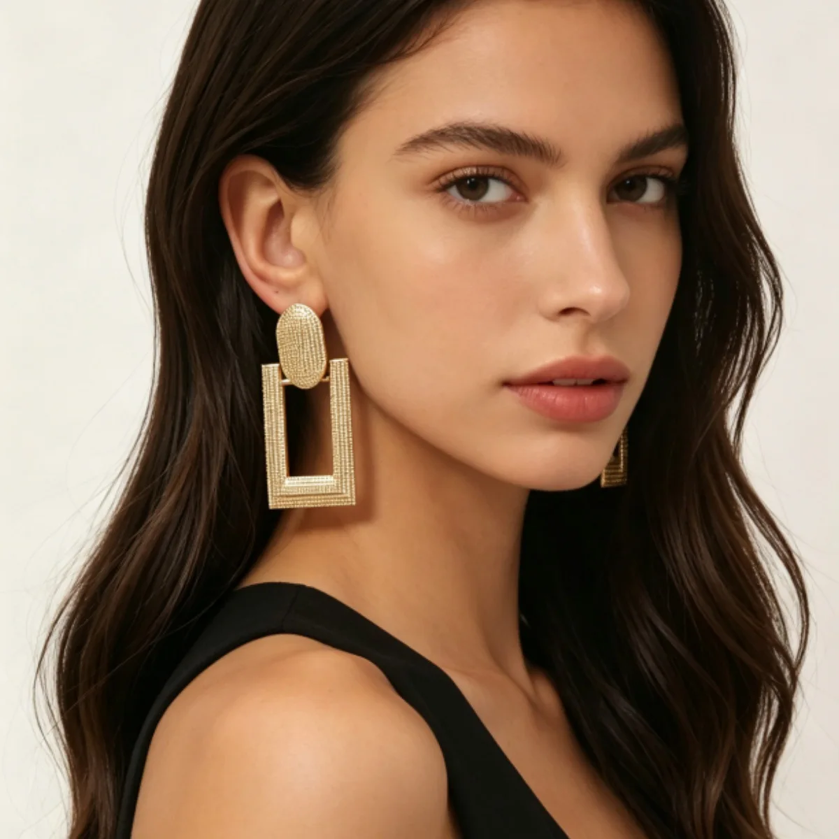 Metal hammer square earrings geometric splicing high-end niche jewelry simple jewelry wholesale